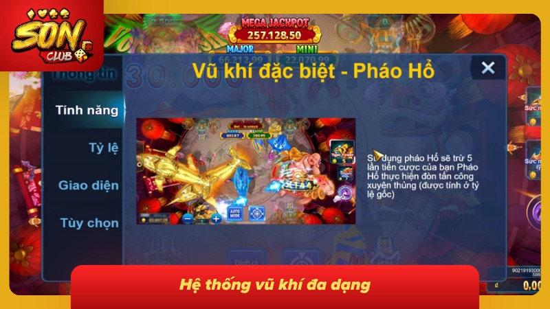 Kho vũ khí đa dạng cho phép hội viên tùy ý lựa chọn