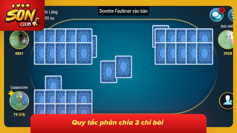 Hệ thống đưa ra thông tin về quy tắc chia bài