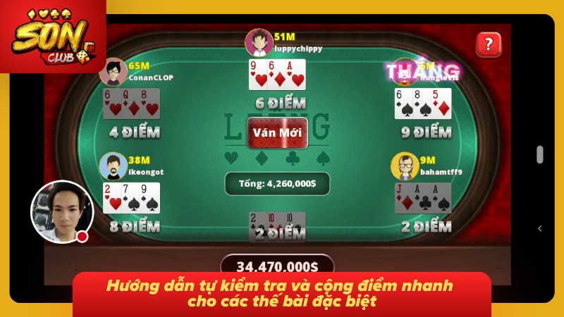 Giao diện trận bài đặc biệt không cần tính điểm